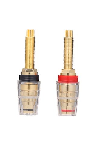Yuntech01 1 Çift 24k Altın Kaplı Hoparlör Bağlantı Ucu, 4mm Muz Plug, Ses Bağlayıcı, Sol-sağ Ses Kolu, Uzun Tip, Bakır+abs Malzeme Palmiye