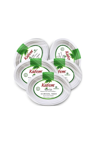 Kafem Ekolojik Karton Oval Tabak 26 cm 25 Li x 5 Paket