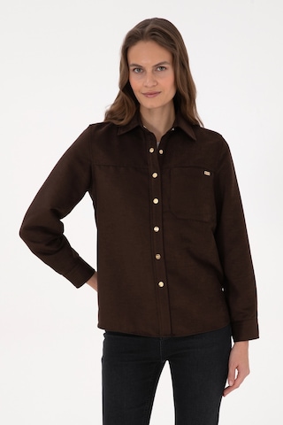 U.s. Polo Assn. Kadın Kahverengi Gömlek Desenli 50317242-vr029 Kahverengi