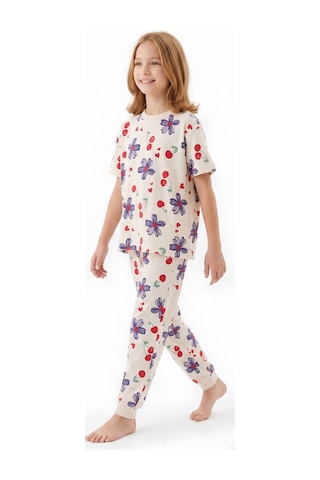 Modanino Kız Çocuk %100 Pamuk Pijama Takımı 3-13 Yaş 12713ıs Ekru