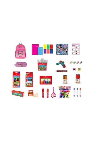 İlkokul Kırtasiye Seti 4 Pembe Çanta Kız Öğrenci