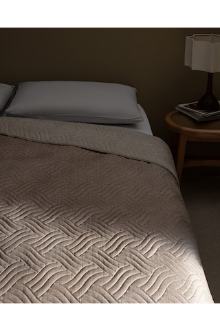 Odette Çift Kişilik Baskılı Yatak Örtüsü 8684427018019 Ekru