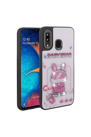 Zore Samsung Galaxy Uyumlu A30 Kılıf Parlayan Kabartmalı İkonik Figürlü Omsy Amas Silikon Kapak - Beyaz