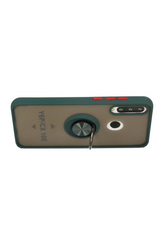 Huawei Y6p Kılıf Montreal Yüzüklü Silikon Kapak - Yeşil Çok Renkli