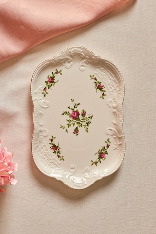 Karaca Vintage Rose Kayık Tabak 30 Cm Çok Renkli