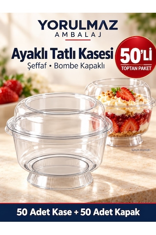Ayaklı Tatlı Kase Kapaklı 50 Adet 200 Cc Kahverengi