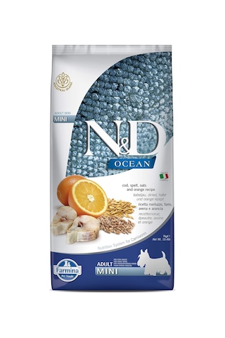 N&d Ocean Köpek Morina Balığı, Kılçıksız Buğday, Yulaf & Portakal Yetişkin Mini 7 Kg