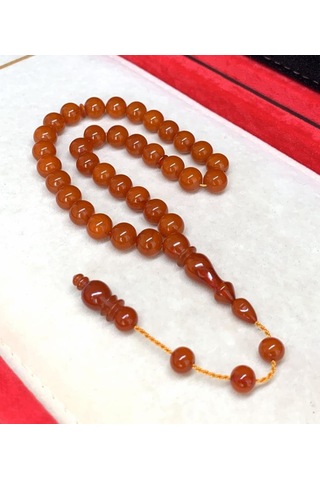 Turuncu Küre Model Sıkma Kehribar Tesbih