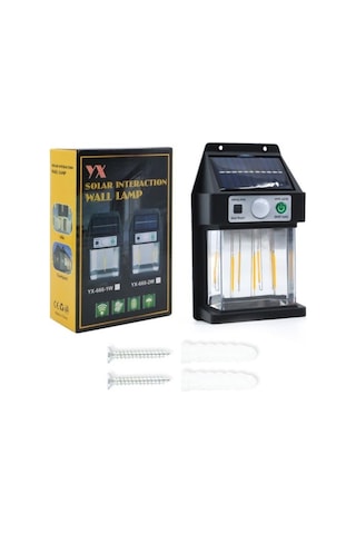 Büro Ev Ofis Bahçe Aydınlatması İçin Solar Güneş Enerji Şarjlı Hareket Sensörlü Duvar Lambası Açık Gri