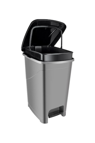 Omnipazar Srl-3029 Slim Pedallı Plastik Çöp Kovası İç Kovalı 25 Lt Antrasit