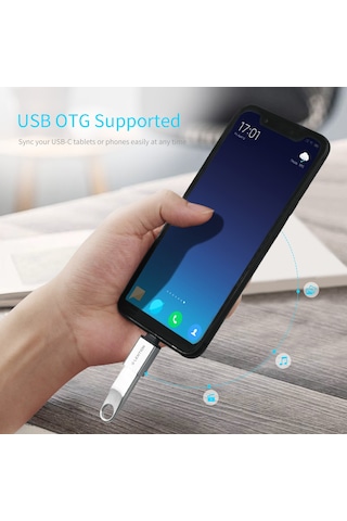 Lention Type C to USB 3.0 Çevirici Dönüştürücü OTG Adaptör Gümüş