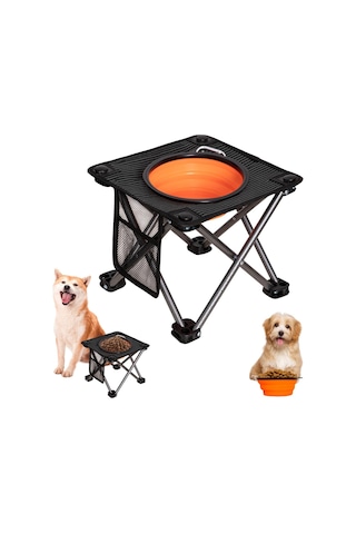 Kingcamp Pets Portatif Yükseltilmiş Köpek Mama Ve Su Kabı Siyah