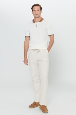 AC&Co / Altınyıldız Classics Erkek Bej Pamuklu Slim Fit Dar Kesim Yan Cepli Normal Bel Esnek Örme Pantolon Bej