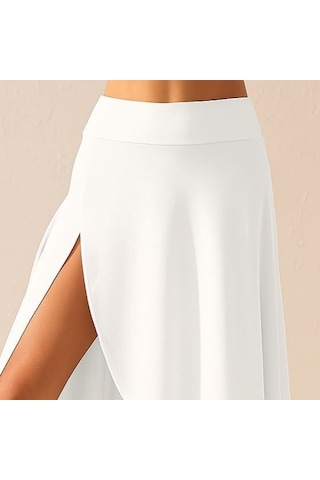 Kadın Cep Detay Taytlı Sandy Etek Beyaz