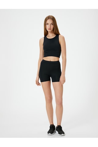 Koton Spor Kısa Tayt Standart Bel Slim Fit Siyah 4sak40256nk