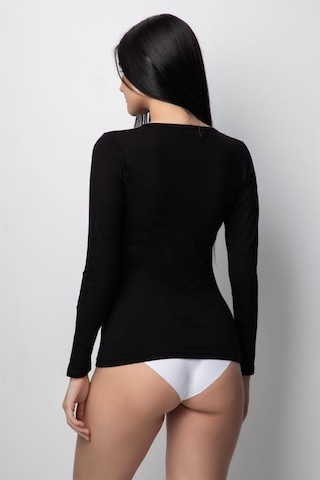 6 Adet Özlem Bayan Uzun Kollu Fanila Atlet Body 3225 Siyah