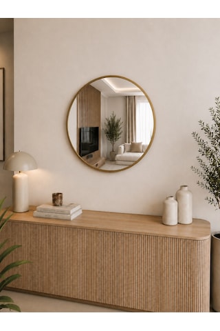 Effe Gold Metal Çerçeveli 60 Cm Yuvarlak Ayna