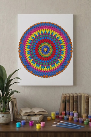 Örgü Desenli Mandala Ahşap Boyama Seti 40x50 Cm