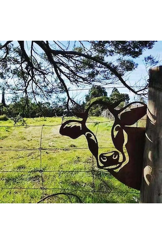 Suofeng Bahçe Dekorasyonu Gizlice Bakayan Metal Çelik Sığır Figürü - Dış Mekan Bahçe Tırnak Takımı - Modern Köy Stili