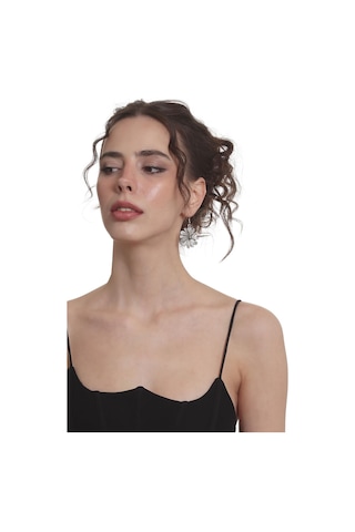 Kadın Antik Gümüş Kaplama Sallantılı Model Çiçek Formlu Küpe Gümüş