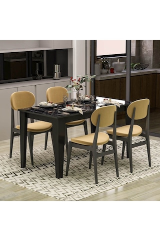 Şimal Yemek Masası 120x72 Siyah - Royal Mermer
