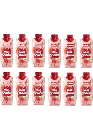 Dimes Milkshake Vanilya Ve Beyaz Çikolata Aromalı Çilekli 310 Ml X 12 Adet