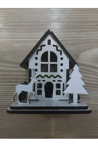 Lavanta Tasarım Işıklı Ağaca Asılabilen Maket Ev 1 Beyaz