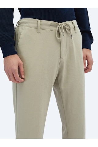 Kip Bej Desenli Dokuma Jogging Fit Casual Pantolon Bej
