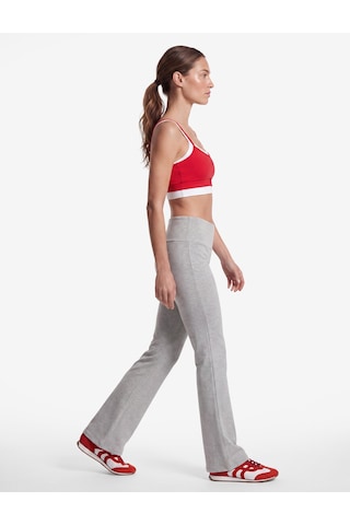 Koton Yüksek Bel Slim Fit Pamuklu İspanyol Paça Spor Tayt Gri Melanj 7wak40264nk