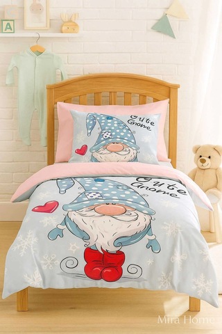 Dijital Baskılı 3d Pamuklu Yenidoğan Bebek Nevresim Takımı Cute Gnome Pink Çok Renkli