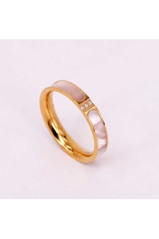 Novahub Altın Yeni Stil Iki Renk Kakma Kristal Alyans Nişan Bandı Kadın 5 Altın Altın