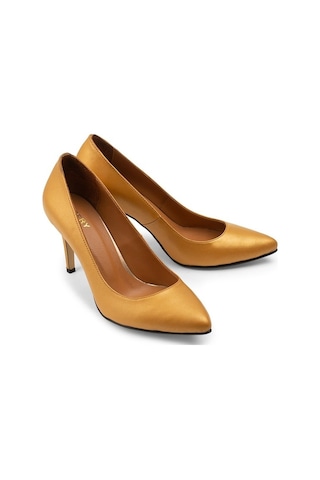 Deery Hakiki Deri Sarı Kadın Stiletto Sarı