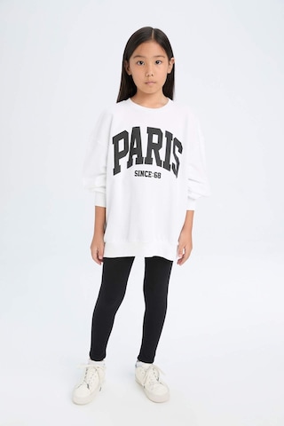 DeFacto Kız Çocuk 2'li Takım Baskılı Sweatshirt Uzun Tayt D6453A8NSWT34 Beyaz