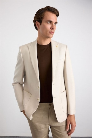 Süvari Bej Slim Mono Yaka Düz Poplin Torba Cep 6 Drop Klasik Ceket Sct2021600005-bj3