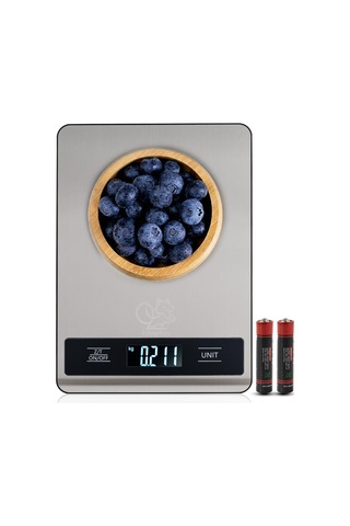 Dijital Mutfak Tartısı, 10kg/1g Hassasiyet, Paslanmaz Çelik, 6 Birim Dönüşümü G/kg/lb/oz/ml/milk Ml , 2 Aaa Pil Dahil Çok Renkli