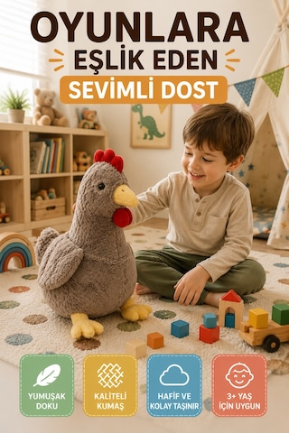 40 Cm Kahverengi Tavuk Peluş Oyuncak Yumuşak Dokulu Sevimli Çocuk Oyun Arkadaşı Dekoratif Peluş Toy