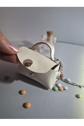 Gogo Charm Çanta Aksesuarı Mini Çanta Hakiki Deri Bej