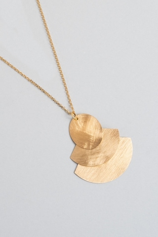 Petra Güneşi 18 Ayar Sarı Altın Kaplama 47 Cm Gümüş Tasarım Kolye