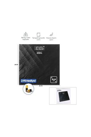 Sinbo Sbs-4452 Banyo Baskül Terazi Tartı 28x28cm 180kg/50gr Pilli Dijital Lcd Ekran Diğer