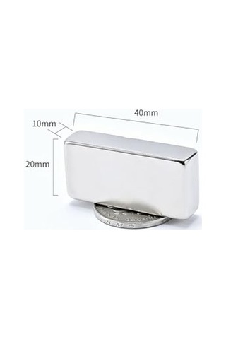 Dünya Magnet 2 Adet - Köşeli Neodyum Mıknatıs, 40x20x10 Mm, Süper Güçlü Magnet, N35 Kalite