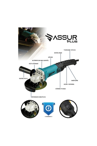 Assur ASR301 125 MM 1200W Avuç Taşlama Mavi