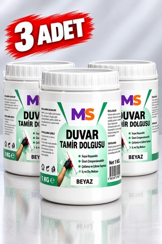3 Adet Hazır Duvar Tamir Dolgusu 1 Kg Macunu Zemin Alçı Sıva Derin Boşluk Doldurucu Çatlak Onarıcı