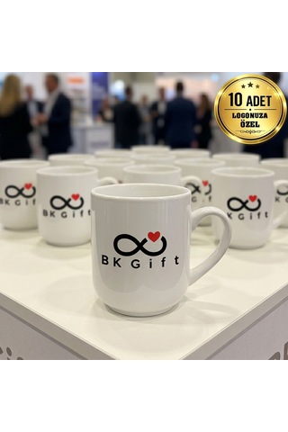 Logonuza Özel 10 Adet Elite Beyaz Kupa Kurumsal Şık Kupa Bardak
