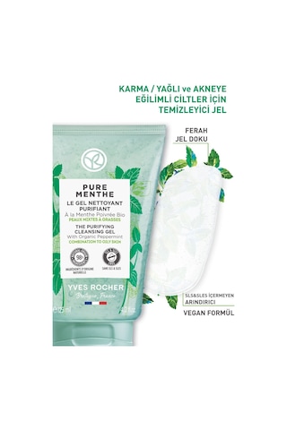 Yves Rocher Karma Ve Yağlı Ciltler Için Pure Menthe Prebiyotik Yüz Yıkama Jeli-125 ML
