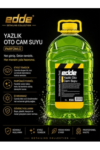 Edde Yazlık Parfümlü Oto Cam Suyu 5l Araba Araç Oto Yazlık Silecek Suyu