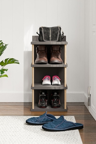 Çok Amaçlı 4 Raflı Ayakkabılık, Banyo, Mutfak Düzenleyici Organizer Antrasit Gri Antrasit - Gri