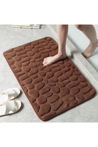 Suntek Banyo Paspas 3d Etkisi Arnavut Kaldırımı Kabartmalı Kahve