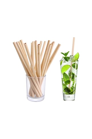 10 Adet Doğal Bambu Pipet 20 Cm Çevreyle Dost Sağlıklı Bamboo