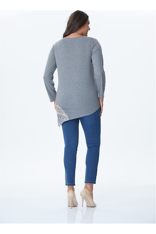 Yırtmaç Detaylı Örme Tunik-gri Gri