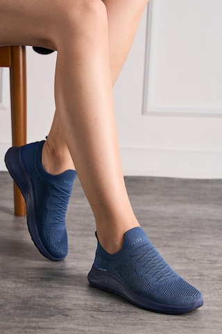Günlük Unisex Sneaker Slip-on Nefes Alabilen Hafif Yürüyüş Bağcıksız Esnek Spor Ayakkabı 041f Indigo